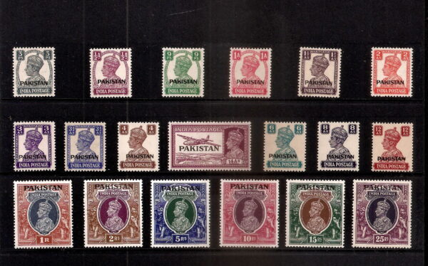 1947 PK19s King George VI Definitives Indian Stamps Overprinted Full Set