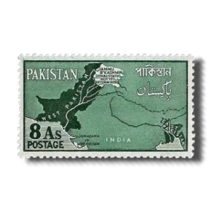 1960 PK110 Map of Pakistan Claims on Disputed Area postage stamp